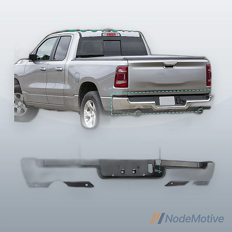 Chrome Rear Bumper Assembly For 2019-2023 RAM 1500 Dual Exhaust