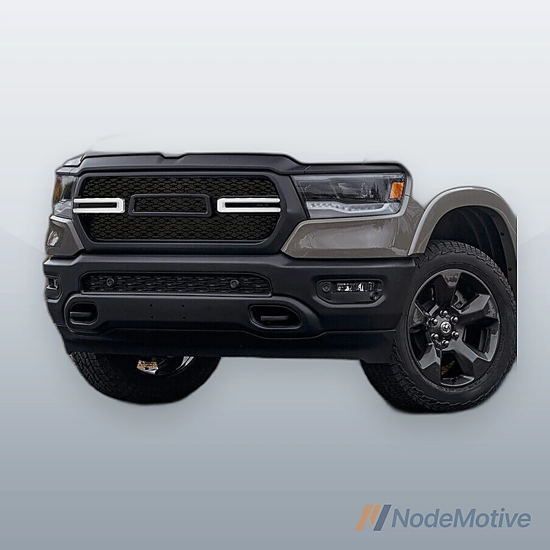 Fits 19-24 Dodge Ram 1500 Gloss Black Front Bumper Hood Mesh Grille W/ White LED