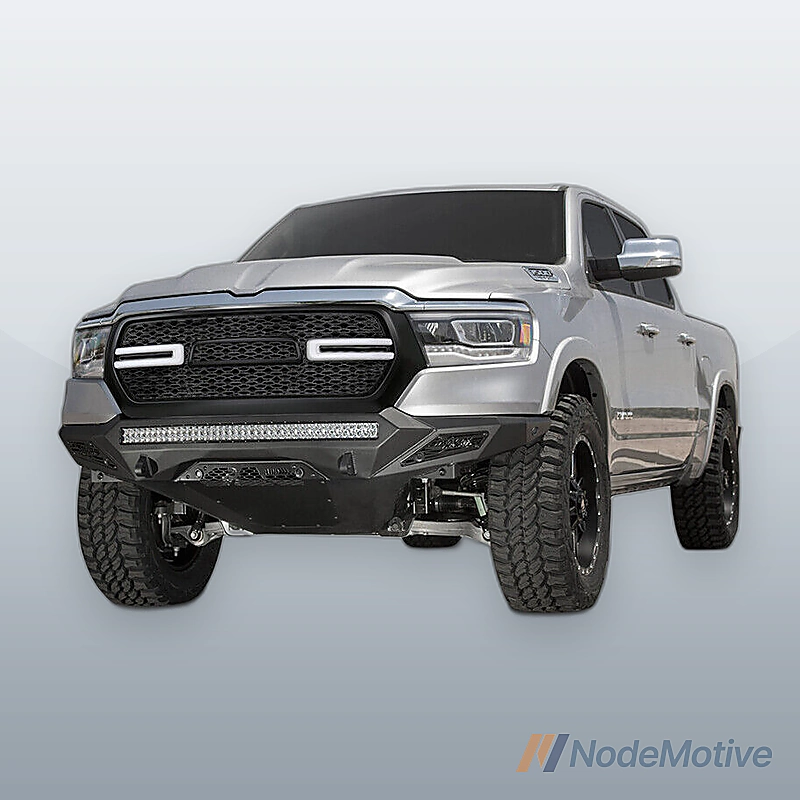 Fits 19-24 Dodge Ram 1500 Gloss Black Front Bumper Hood Mesh Grille W/ White LED