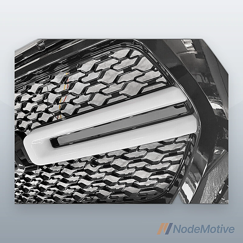 Fits 19-24 Dodge Ram 1500 Gloss Black Front Bumper Hood Mesh Grille W/ White LED