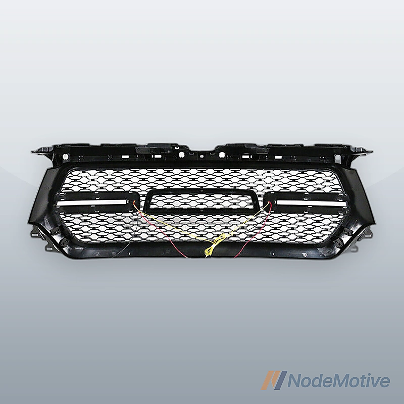 Fits 19-24 Dodge Ram 1500 Gloss Black Front Bumper Hood Mesh Grille W/ White LED