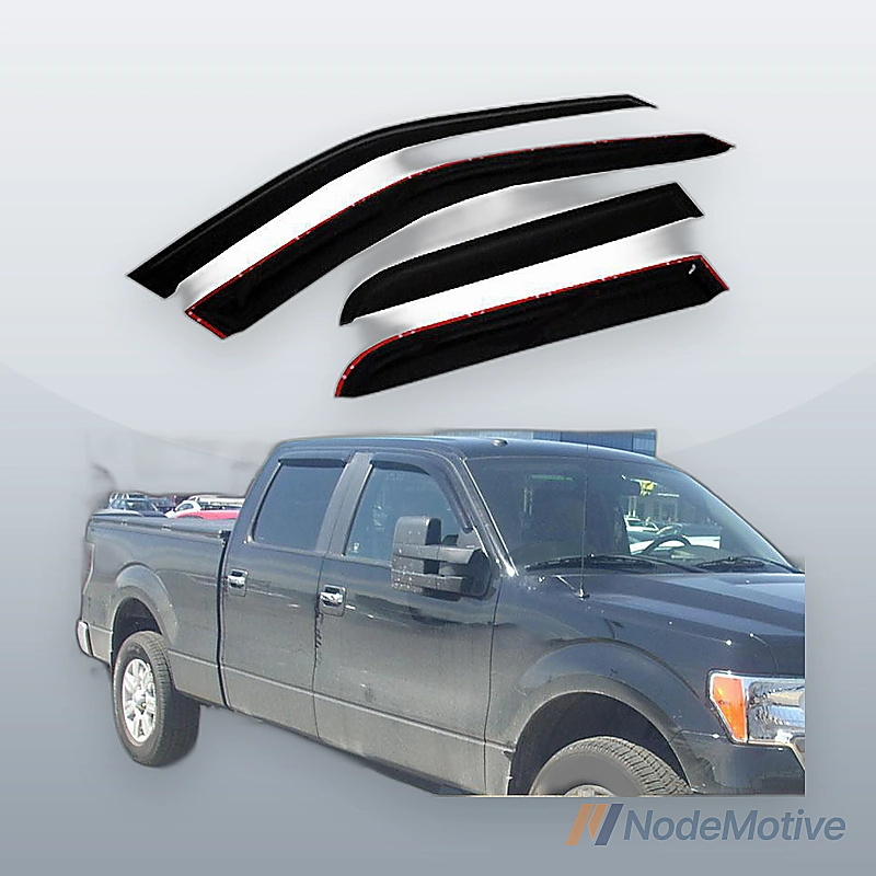4pcs Fit 09-14 Ford F-150 Super Crew Cab Sun/Rain Guard Vent Shade Window Visors