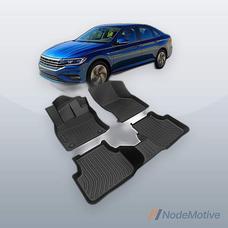 Car Floor Mats for 2019-2023 Volkswagen Jetta Black All-Weather TPE Rubber