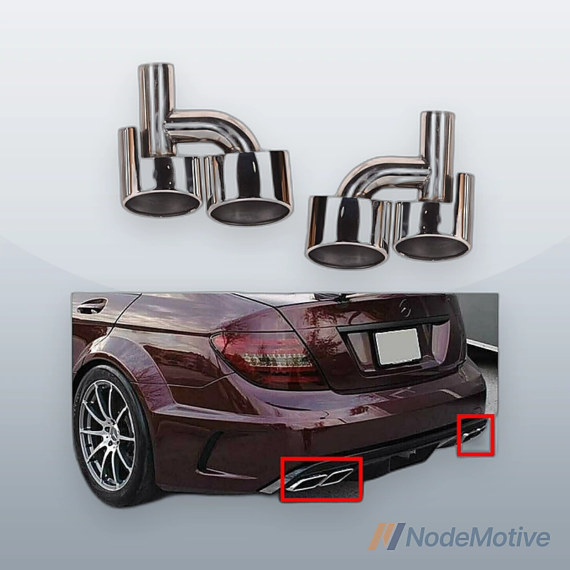 Pair For 2011-2014 Mercedes Benz W204 C Class AMG Pipe Decoration Tip