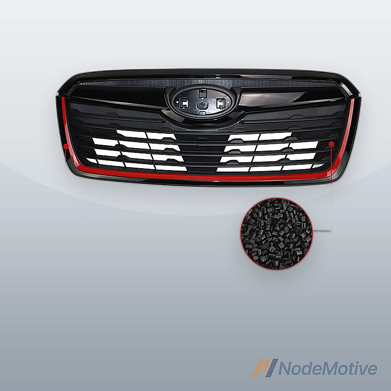 Front Grill for 2019-2021 Subaru Forester w/Camera Hole Gloss Black w/ Red Line