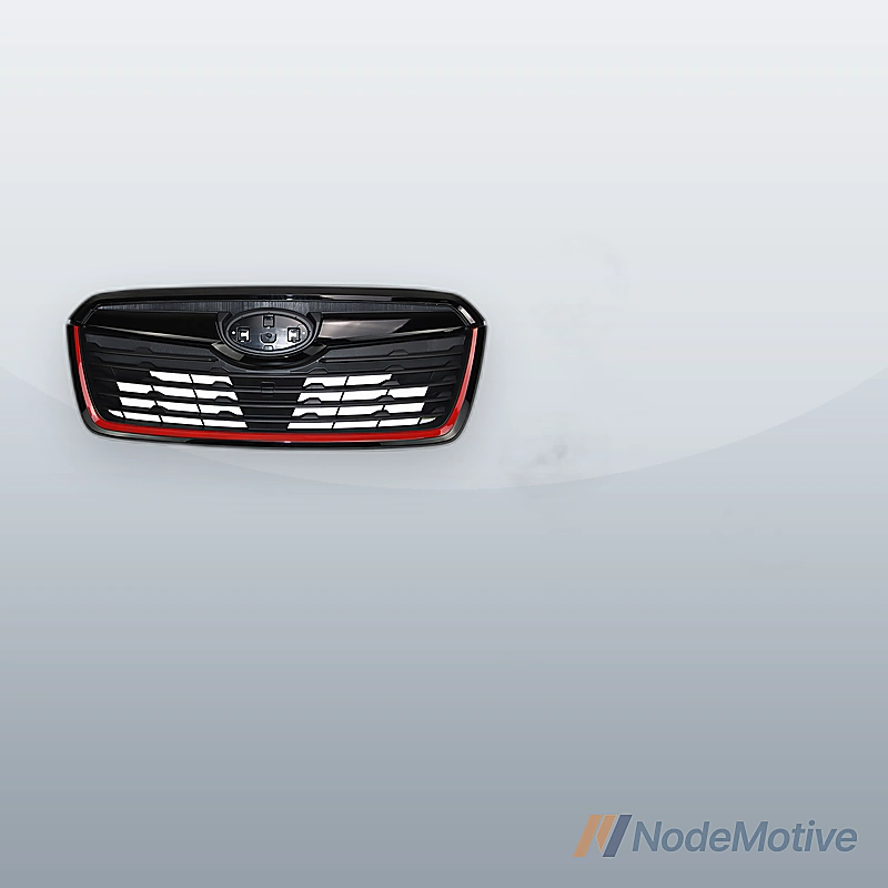 Front Grill for 2019-2021 Subaru Forester w/Camera Hole Gloss Black w/ Red Line