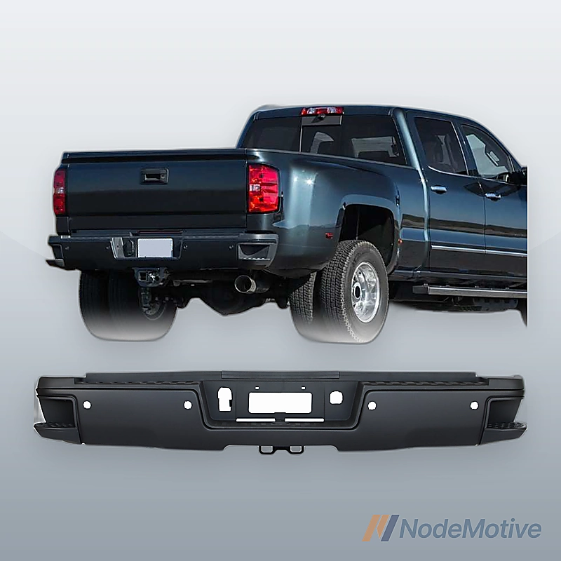 For 15-19 Silverado Sierra 2500 3500 Black Rear Step Bumper w/ Sensor Holes