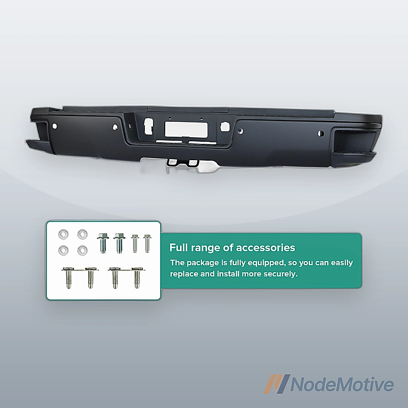 For 15-19 Silverado Sierra 2500 3500 Black Rear Step Bumper w/ Sensor Holes