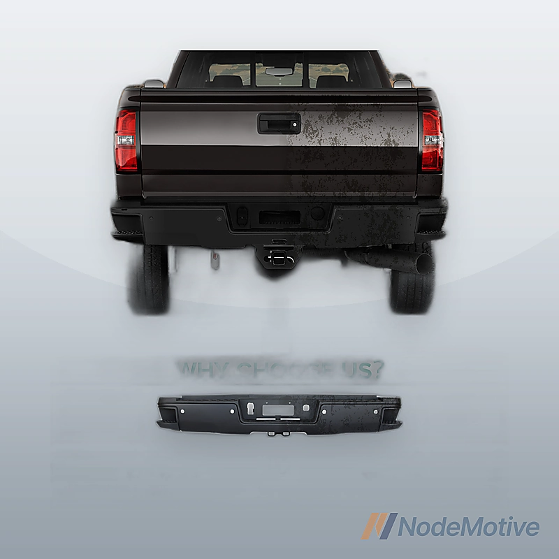 For 15-19 Silverado Sierra 2500 3500 Black Rear Step Bumper w/ Sensor Holes