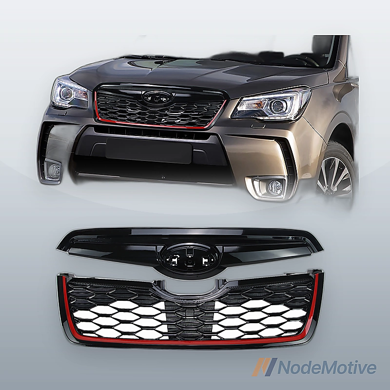 Honeycomb Front Grill for 2019-2021 Subaru Forester w/Camera Hole Gloss Black