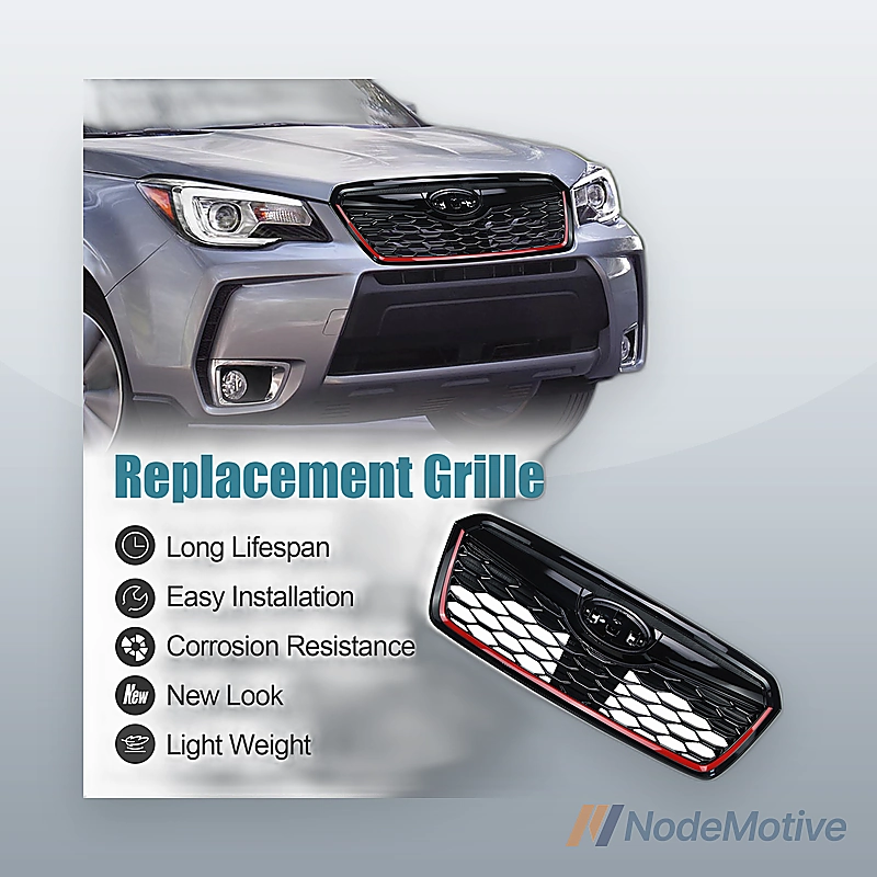 Honeycomb Front Grill for 2019-2021 Subaru Forester w/Camera Hole Gloss Black