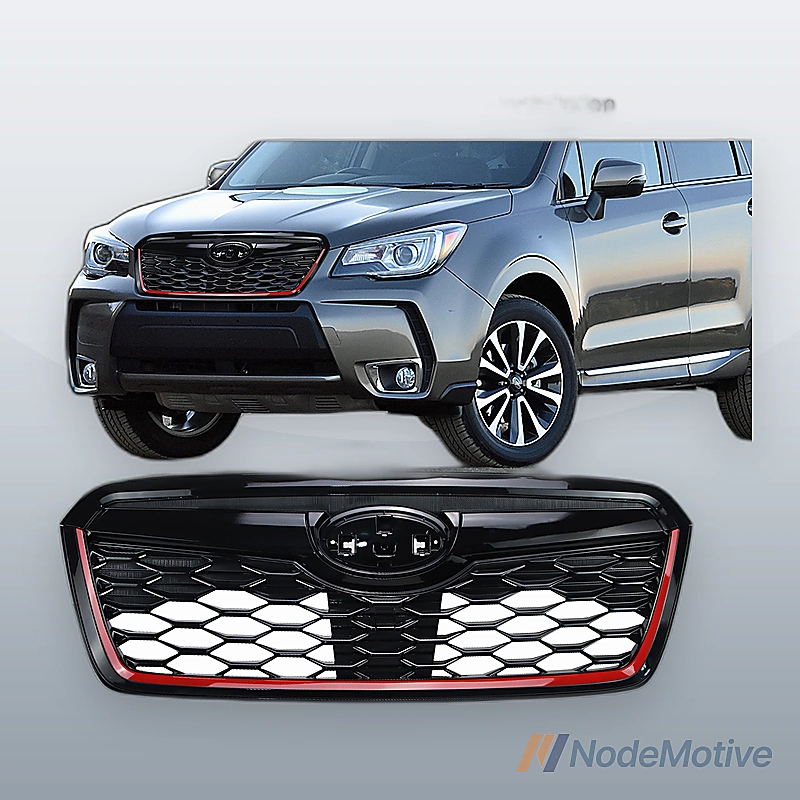 Honeycomb Front Grill for 2019-2021 Subaru Forester w/Camera Hole Gloss Black