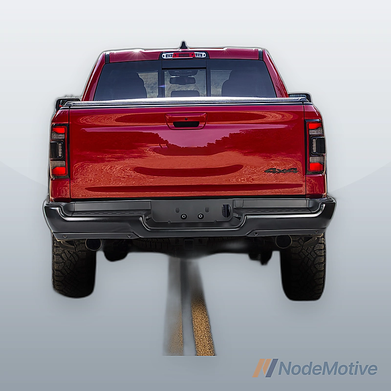 Black Primer Rear Step Bumper For 2019+ RAM 1500 W/O Dual Exhaust W/ Sensor Hole